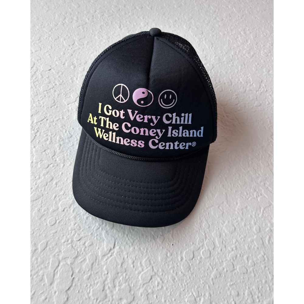 Coney Island Picnic Black Trucker Mesh Back Adjustable Hat Wellness Center